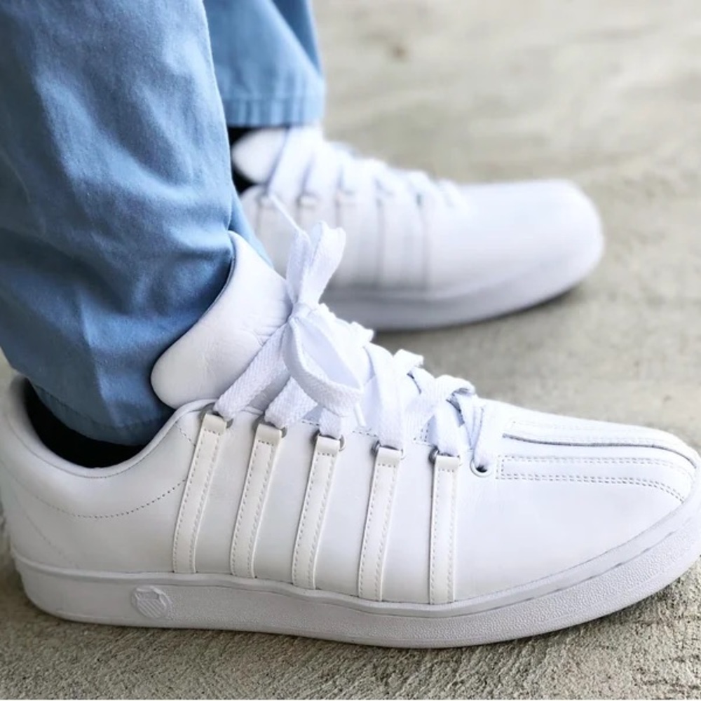 K Swiss Classic VN Low Sneakers Womens Size 10 White on White Tennis Leather